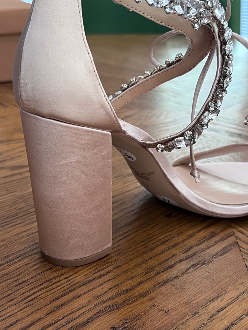 Badgley Mischka Champagne Rhinestone Heel Sandals - Picture 4 of 7
